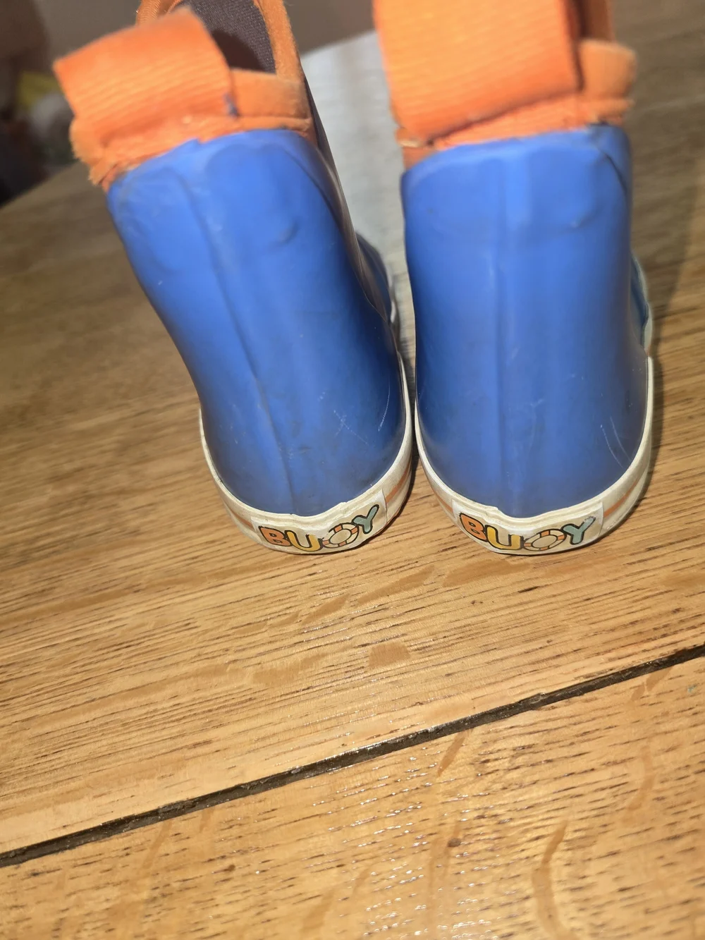 Kids Buoy Blue & Orange Rain Boots Size 7